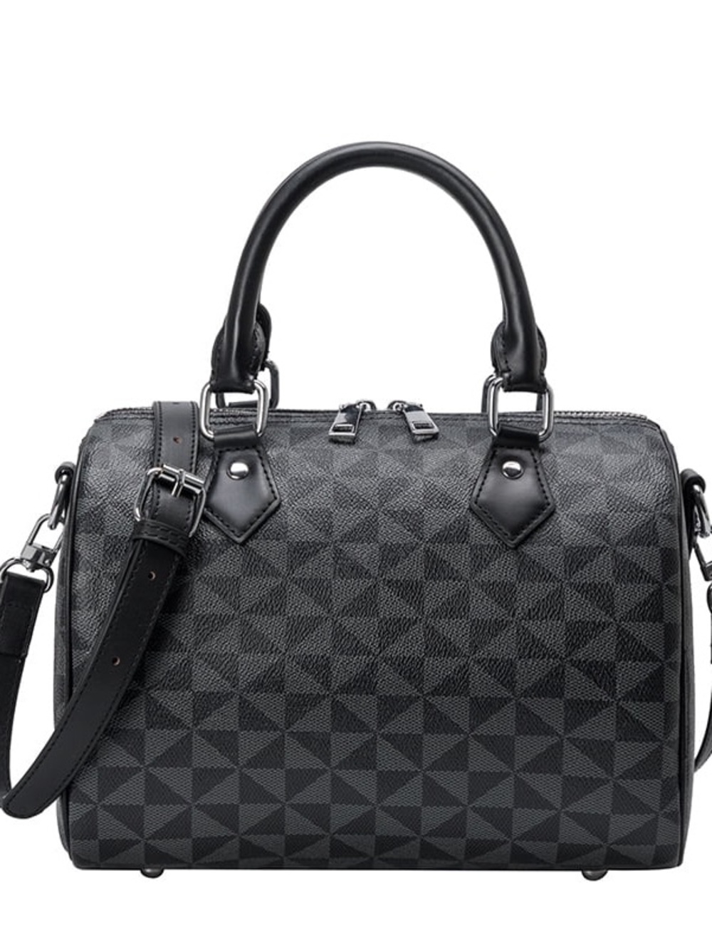 Black checkered monogram speedy style Boston bag
